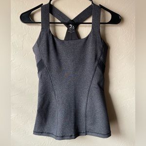 KOS USA Yoga Racerback Gray & Black Tank Top | Small